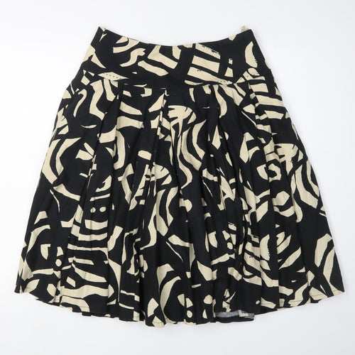 H&M Women's Black Geometric Print Pleated Skirt, Size 8