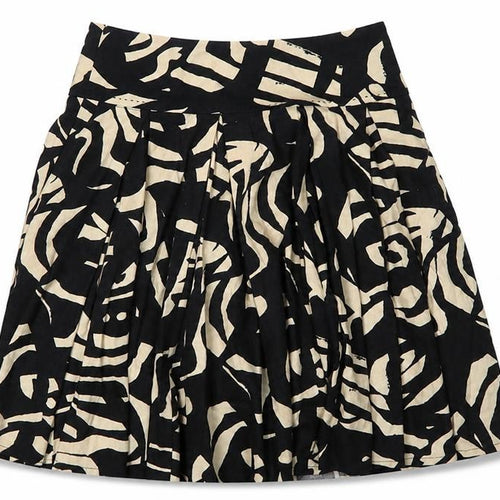 H&M Women's Black Geometric Print Pleated Skirt, Size 8
