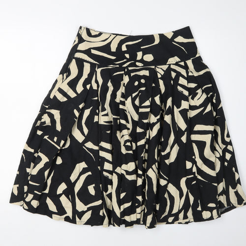 H&M Women's Black Geometric Print Pleated Skirt, Size 8