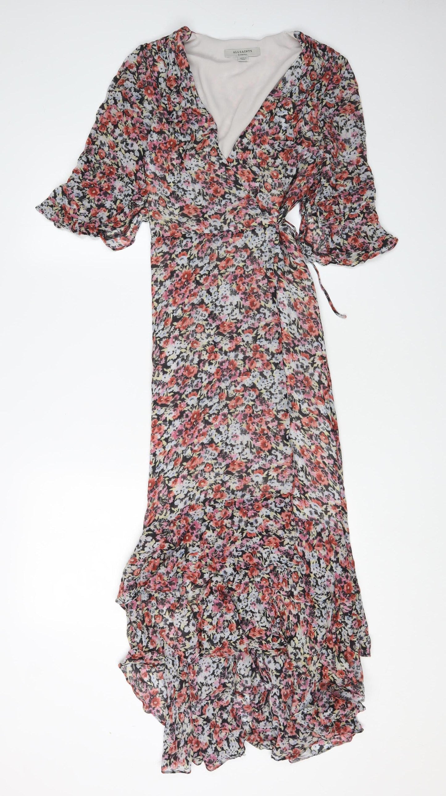 AllSaints Women's Multicoloured XS Viscose Wrap Dress