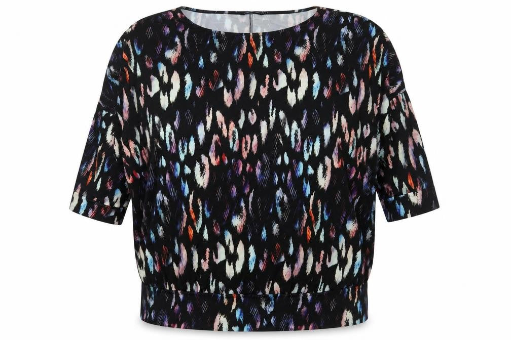 Front view of Roman Women's Black Multicoloured Tunic, size 22, Relaxed Fit