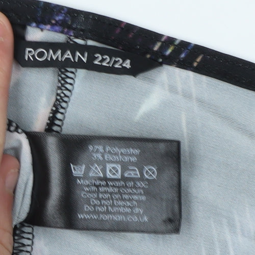 Roman Women's Black Multicoloured Tunic Size 22 Relaxed Fit