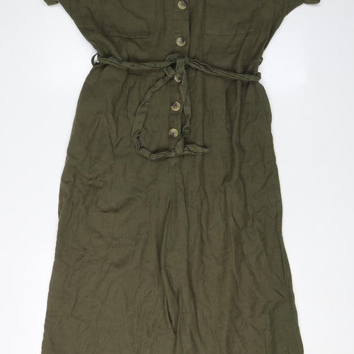 New Look Women's Green Linen Jumpsuit Size 14