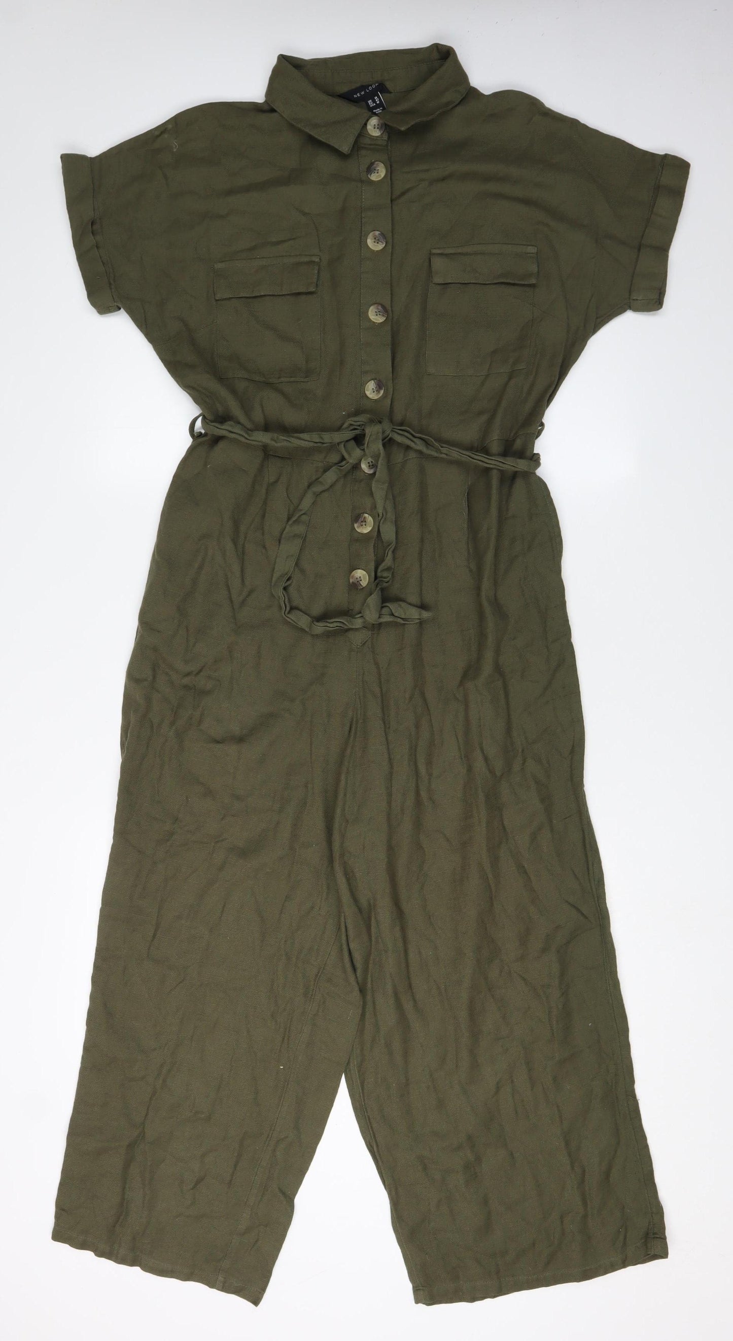 New Look Women's Green Linen Jumpsuit Size 14