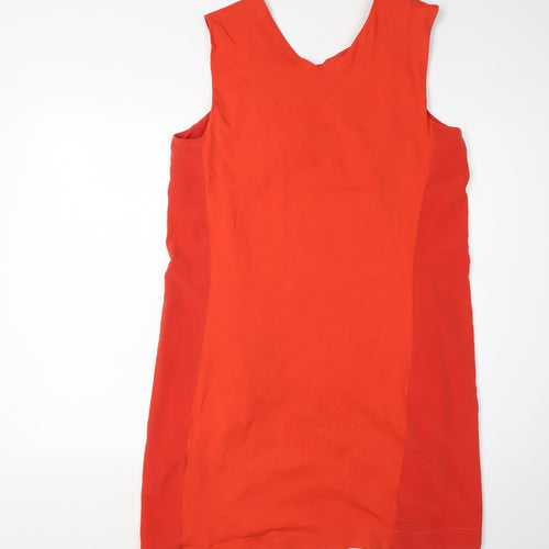 Zara Women's Red V-Neck Shift Dress L