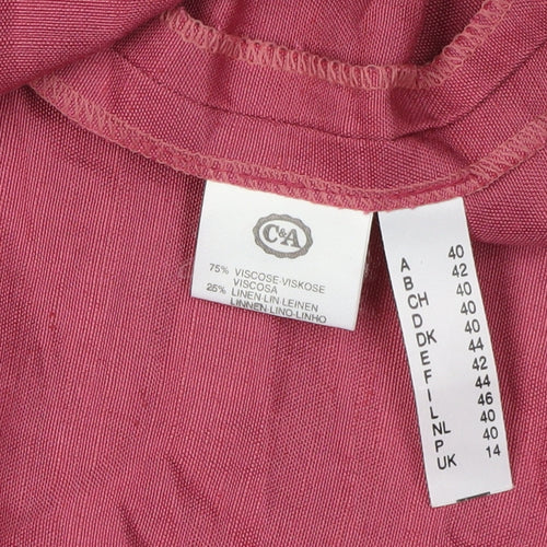 C&A Women's Pink Midi Shift Dress, Size 14