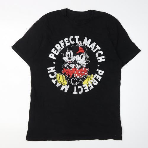 George Men's Black Disney T-Shirt L - Mickey & Friends