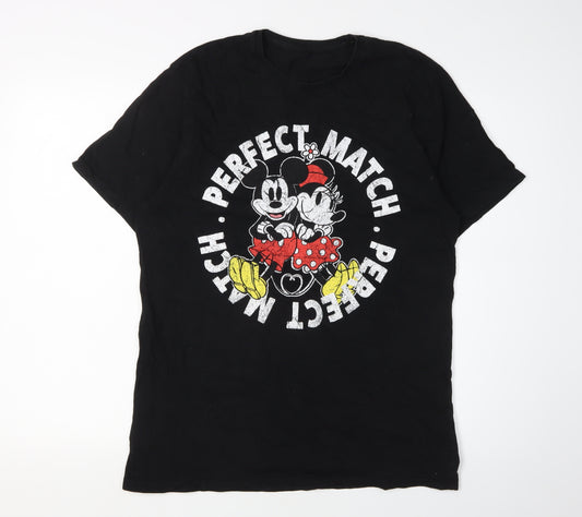 George Men's Black Disney T-Shirt L - Mickey & Friends