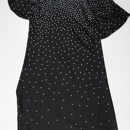 Oasis Women's Black Polka Dot Midi A-Line Dress