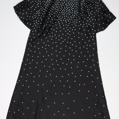 Oasis Women's Black Polka Dot Midi A-Line Dress