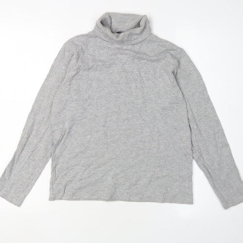 EWM Women's Grey Long Sleeve Roll Neck Top, Size 10-12