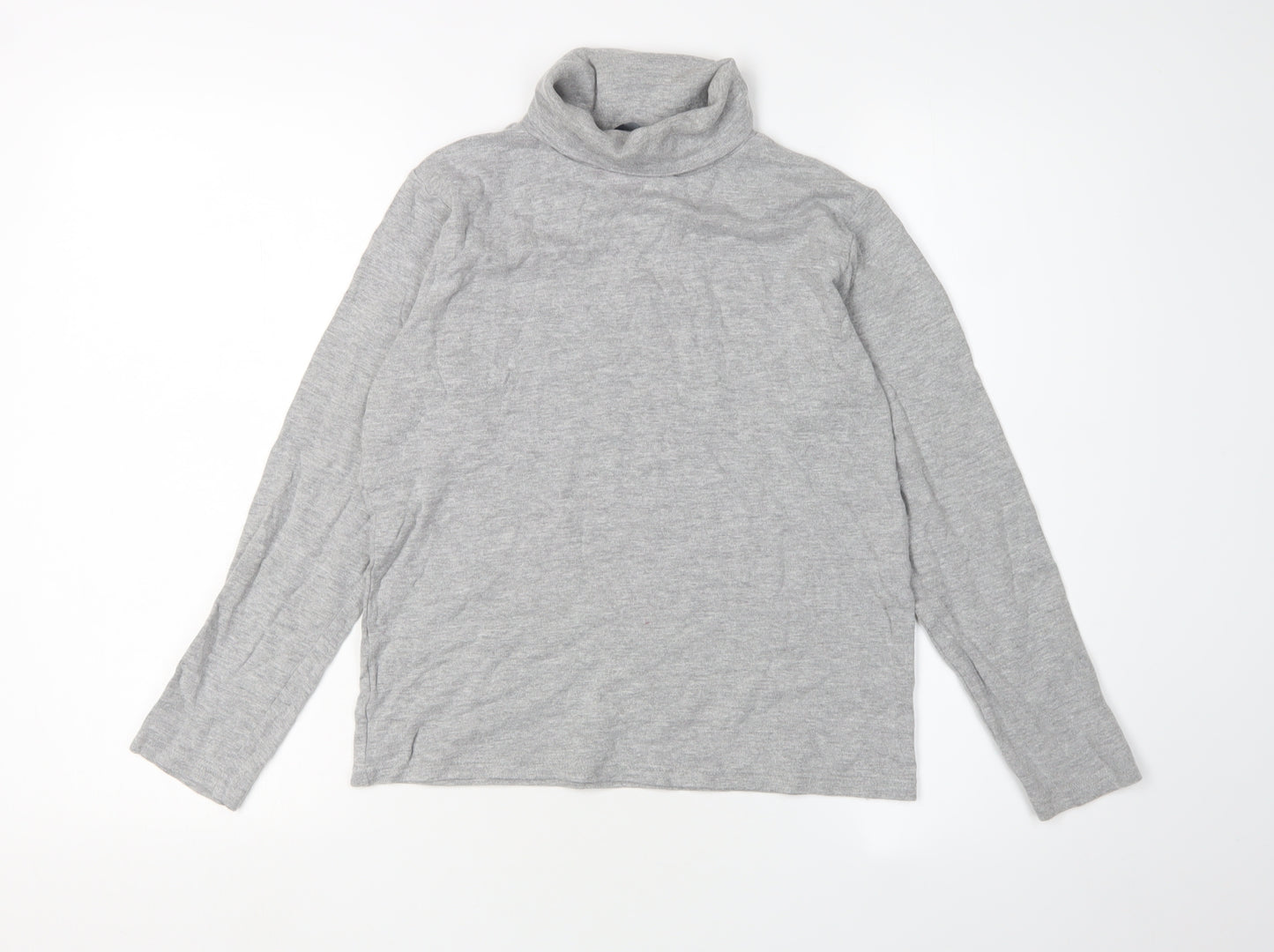 EWM Women's Grey Long Sleeve Roll Neck Top, Size 10-12