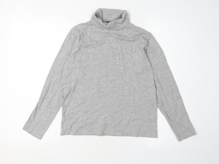 EWM Women's Grey Long Sleeve Roll Neck Top, Size 10-12