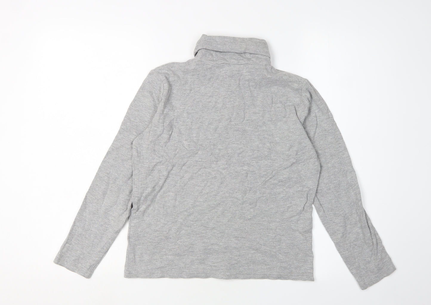 EWM Women's Grey Long Sleeve Roll Neck Top, Size 10-12