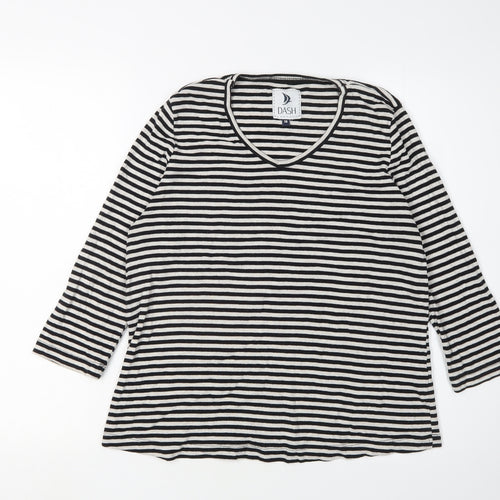 Dash Women's Black Striped Basic T-Shirt Size 16