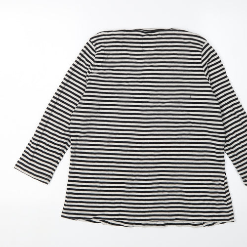 Dash Women's Black Striped Basic T-Shirt Size 16