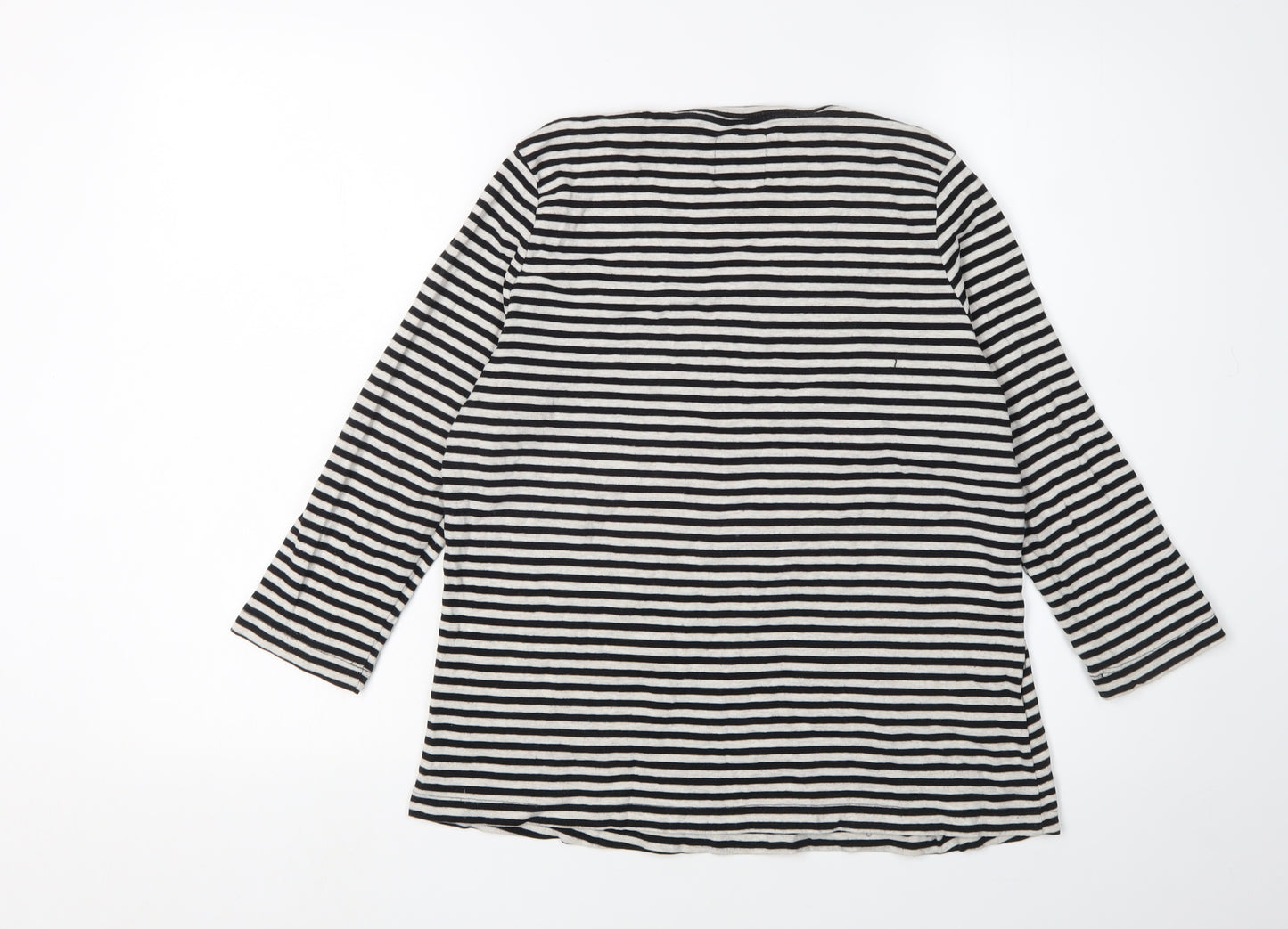 Dash Women's Black Striped Basic T-Shirt Size 16