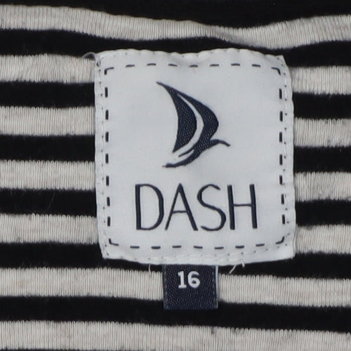 Dash Women's Black Striped Basic T-Shirt Size 16