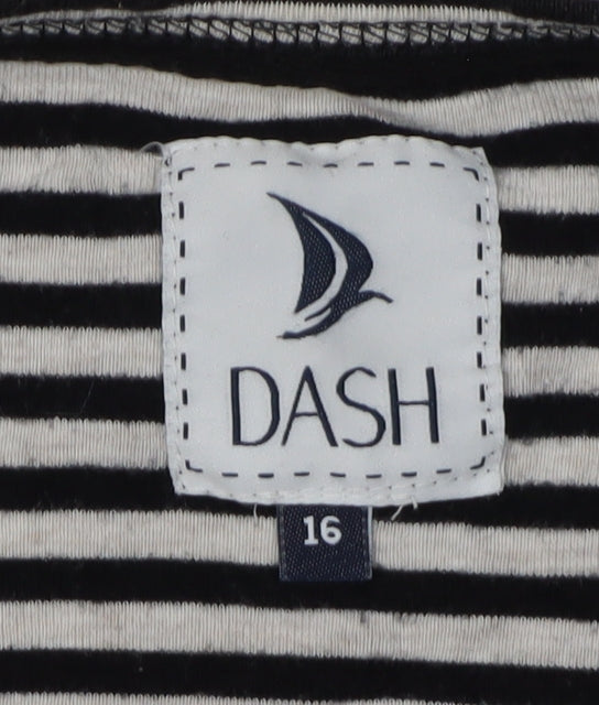 Dash Women's Black Striped Basic T-Shirt Size 16