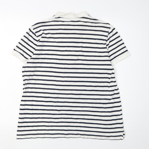 Lands' End Men’s XL White Striped Polo Shirt