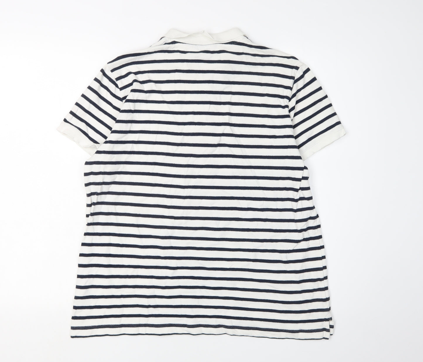 Lands' End Men’s XL White Striped Polo Shirt
