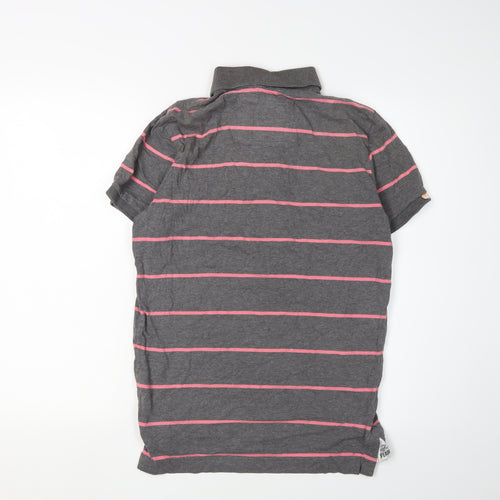 Superdry Men's Grey Striped Polo Shirt M