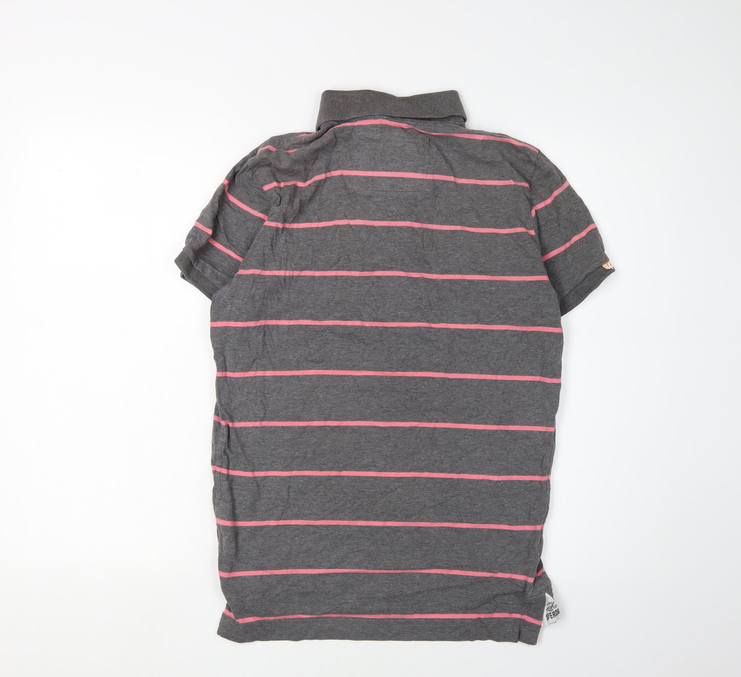 Superdry Men's Grey Striped Polo Shirt M