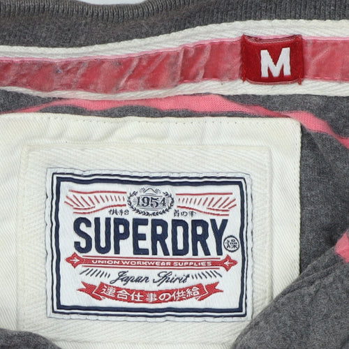 Superdry Men's Grey Striped Polo Shirt M