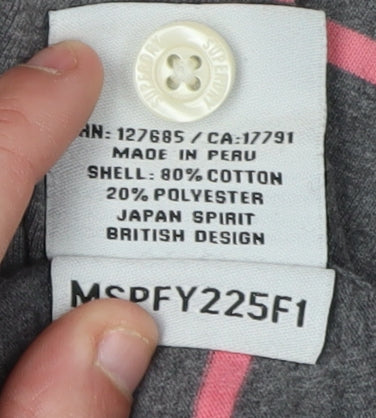 Superdry Men's Grey Striped Polo Shirt M