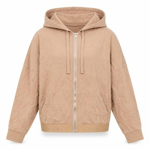 Calvin Klein Women Beige Full Zip Hoodie S Regular