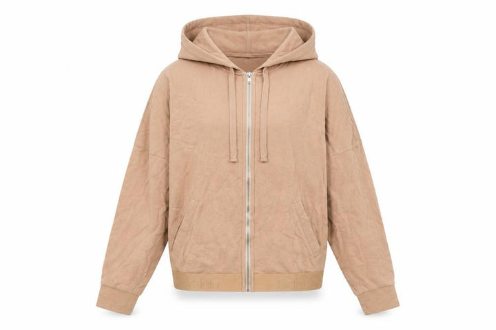 Calvin Klein Women Beige Full Zip Hoodie S Regular