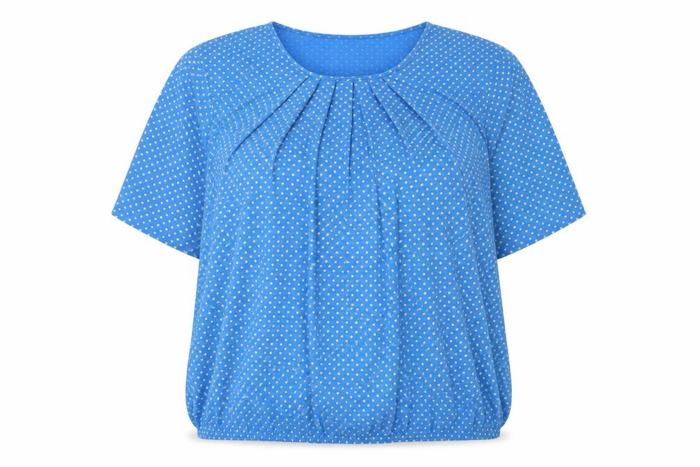 Front view of Cotton Traders Women's Blue Polka Dot Blouse, size 20