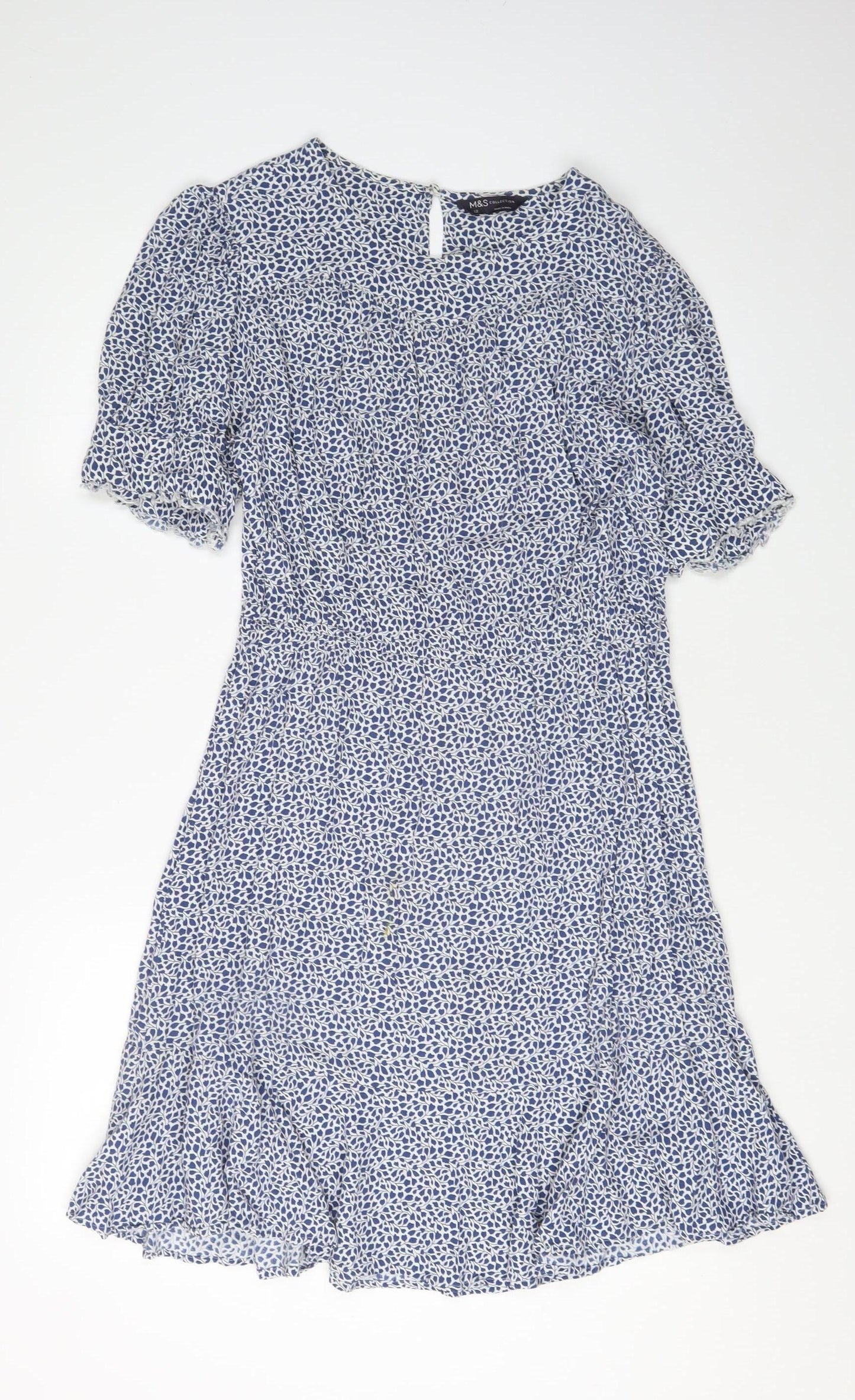 Marks and Spencer Women's Blue Floral A-Line Dress Size 12