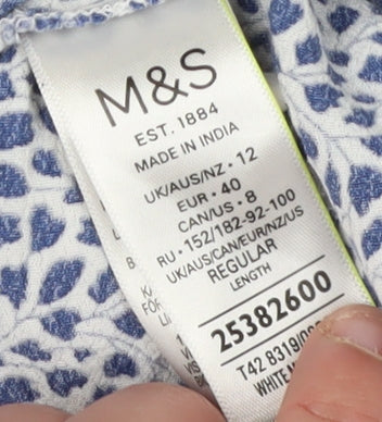 Marks and Spencer Women's Blue Floral A-Line Dress Size 12