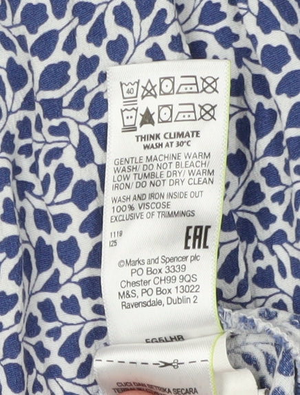 Marks and Spencer Women's Blue Floral A-Line Dress Size 12