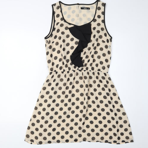 Oasis Women's Beige Polka Dot Tunic Blouse Size 12