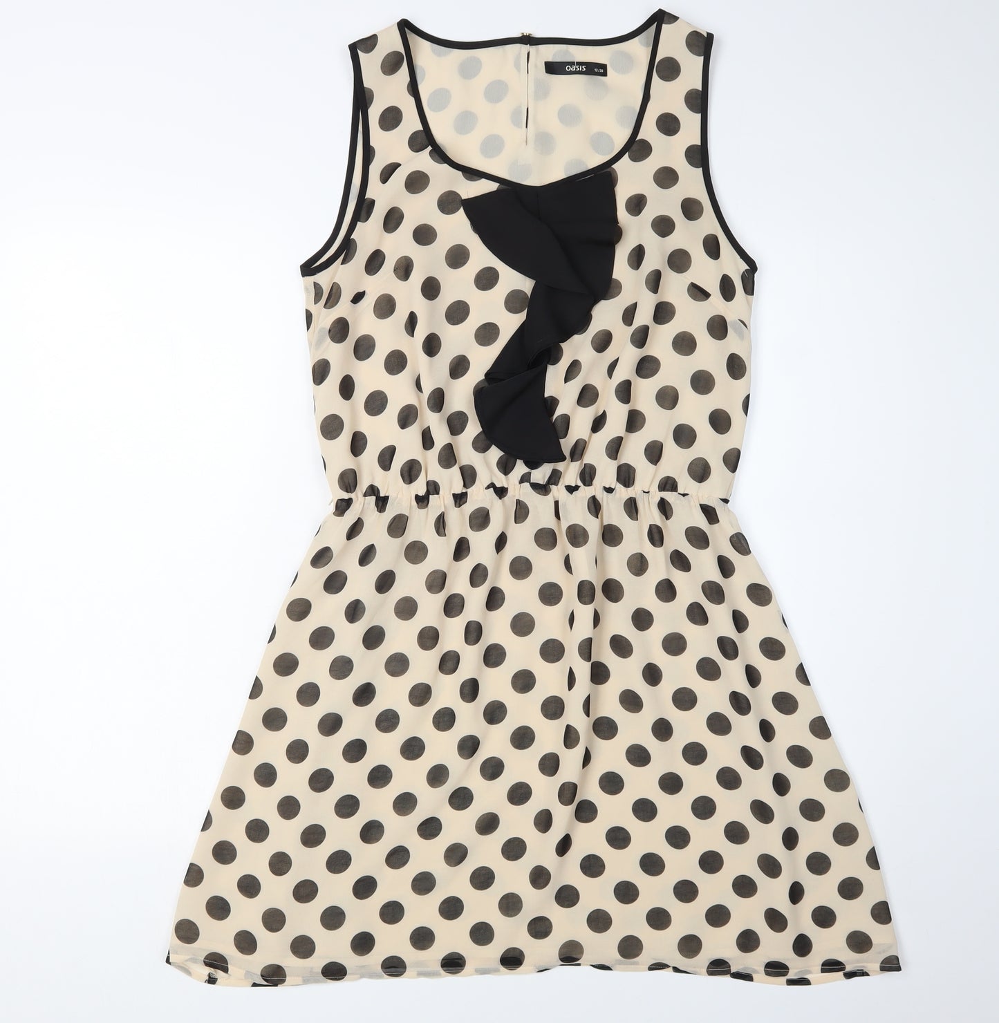 Oasis Women's Beige Polka Dot Tunic Blouse Size 12