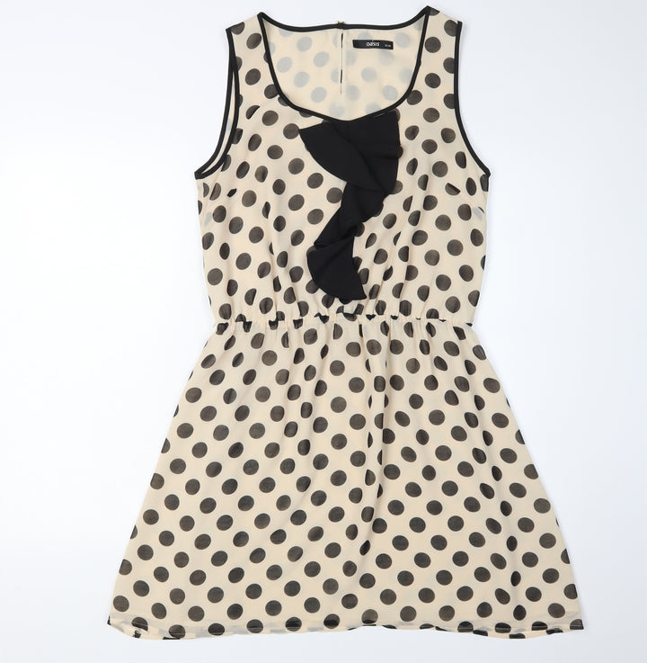 Oasis Women's Beige Polka Dot Tunic Blouse Size 12