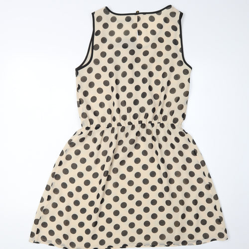 Oasis Women's Beige Polka Dot Tunic Blouse Size 12