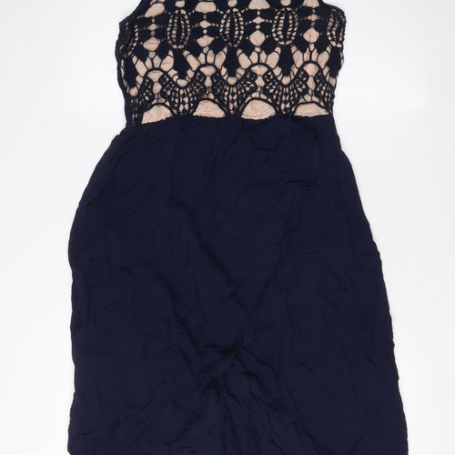 Oasis Women Blue A-Line Dress UK 10 Sleeveless