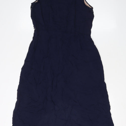 Oasis Women Blue A-Line Dress UK 10 Sleeveless