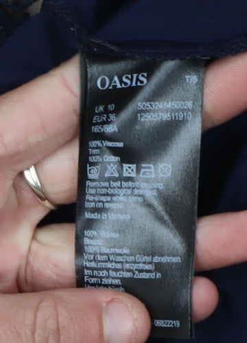 Oasis Women Blue A-Line Dress UK 10 Sleeveless