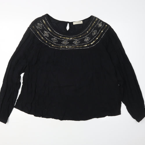 Marks and Spencer Women's Black Embroidered Blouse Size 12