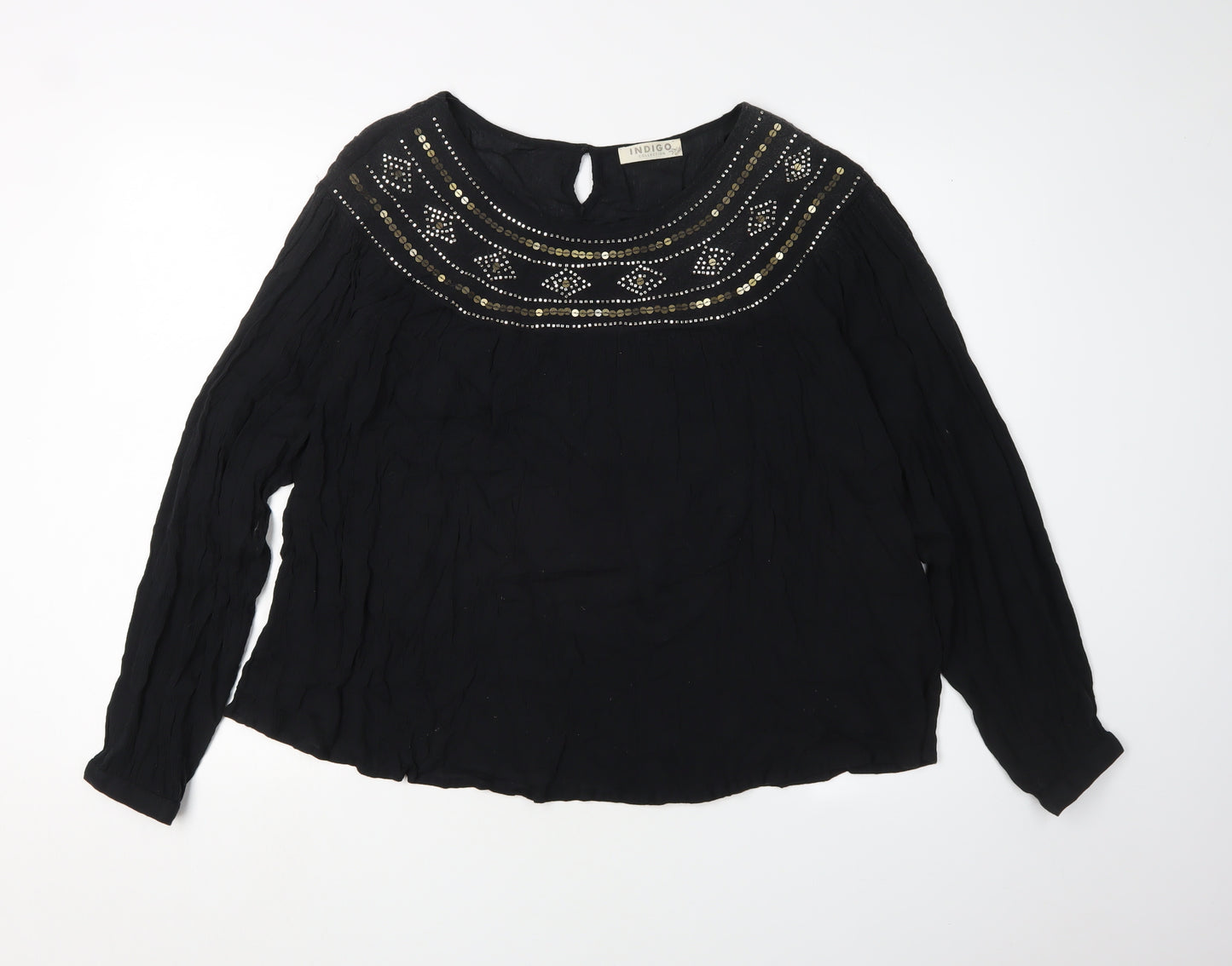 Marks and Spencer Women's Black Embroidered Blouse Size 12