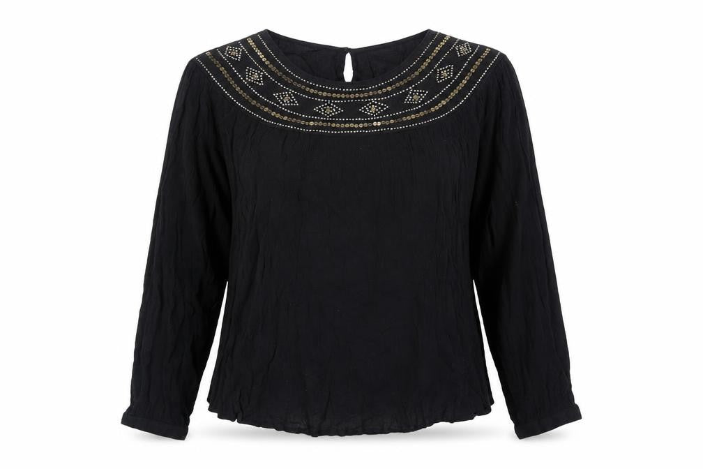 Front view of Marks & Spencer Women's Black Embroidered Blouse, size 12