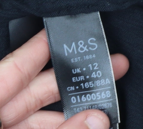 Marks and Spencer Women's Black Embroidered Blouse Size 12