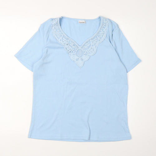 Damart Women's Blue Lace V-Neck T-Shirt L