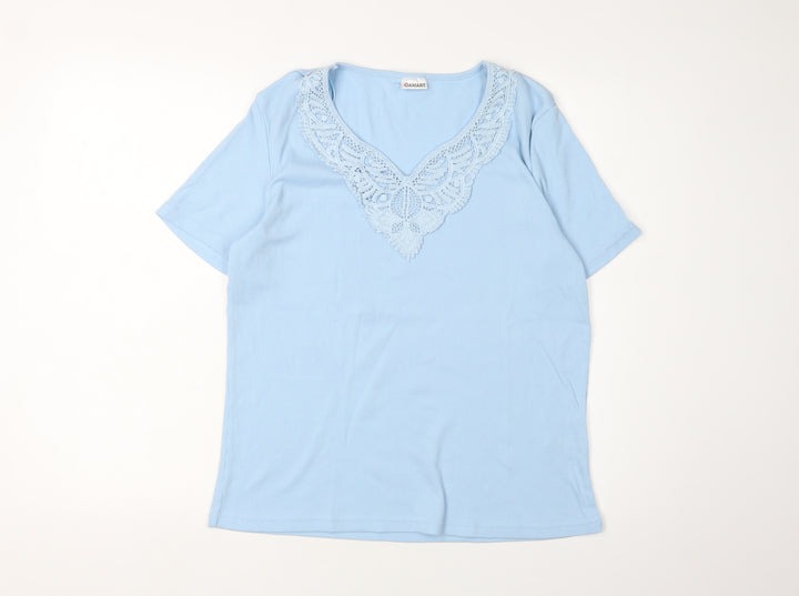 Damart Women's Blue Lace V-Neck T-Shirt L