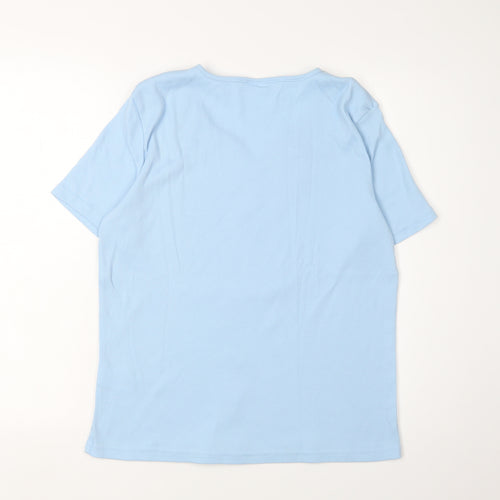 Damart Women's Blue Lace V-Neck T-Shirt L