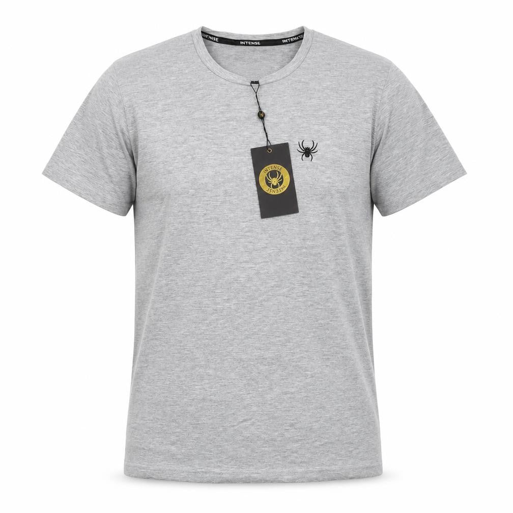 Front view of INTENSE Men's Grey Crew Neck T-Shirt, size S